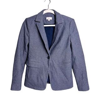 Loft Womens One Button Blazer Patched Elbow sz 2 0389